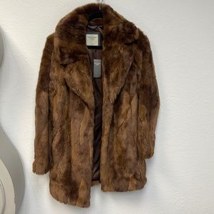 New with tags, Abercrombie and Fitch size large faux fur brown  jacket
